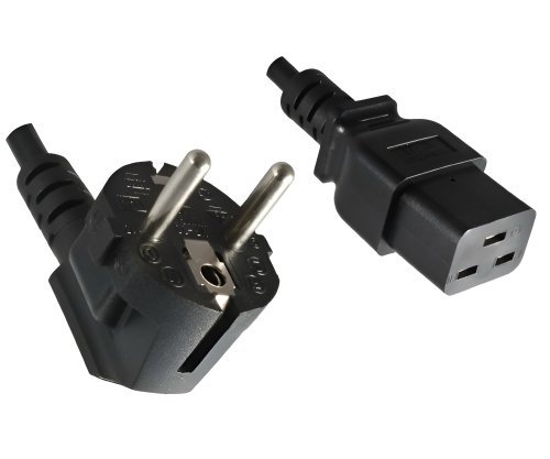 DINIC Netzkabel Schukostecker  E+F 90° auf C19 für 16A,